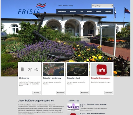 Frisia Fährterminal Neue Website der Frisia